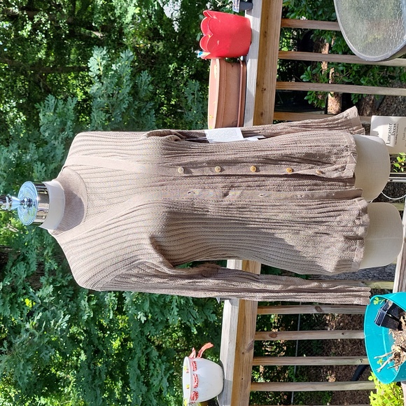 Ladies vintage silk knit short sleeve top with jacket, taupe, Anna Gray, M, NWT - Picture 14 of 14